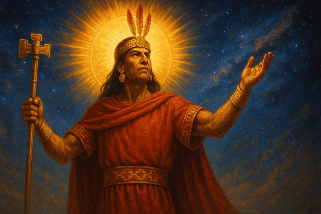 dios-inti-wiratrips-cebonce-create-v2 Imagene representativa del Dios Inti o Dios Sol, Inti Pacha. Padre de los Incas. Imagen realizada por Cebonce en SORA.