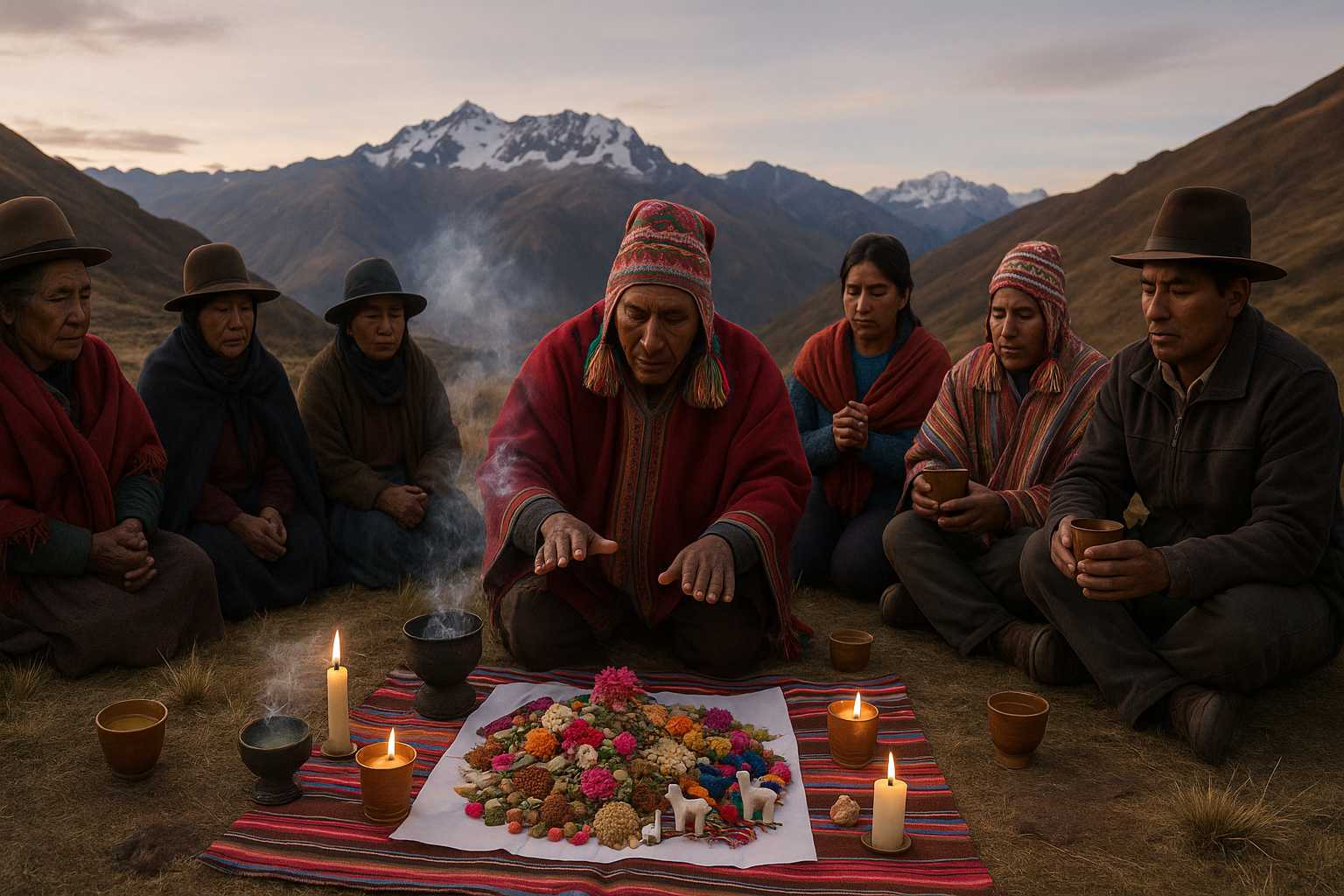 imagen representativa de la ceremonia que se hace al la pachamama