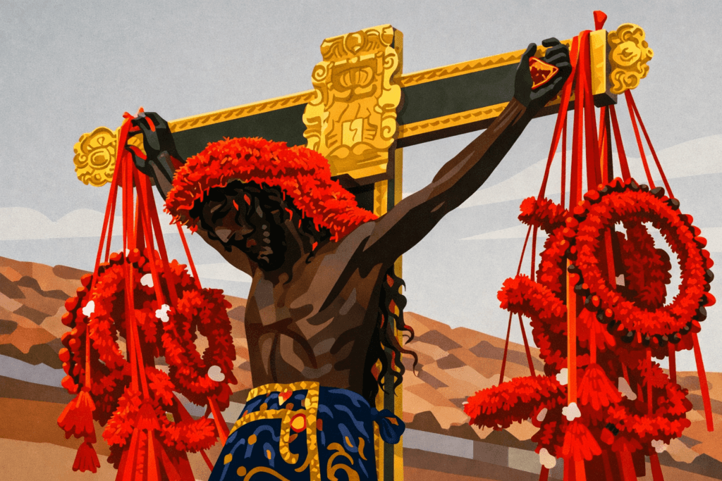 señor de los temblores en lunes santo de la semana santa procesión del taytacha de los temblores