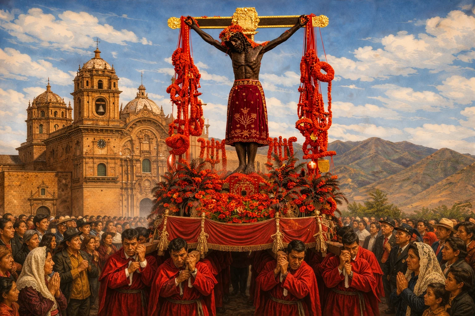 imagen referencial sobre la procesión del señor de los temblores en la ciudad del cusco