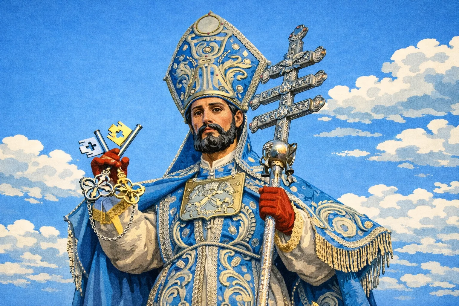 san pedro, imagen representativa del sato y la escultura hecha para el cusco